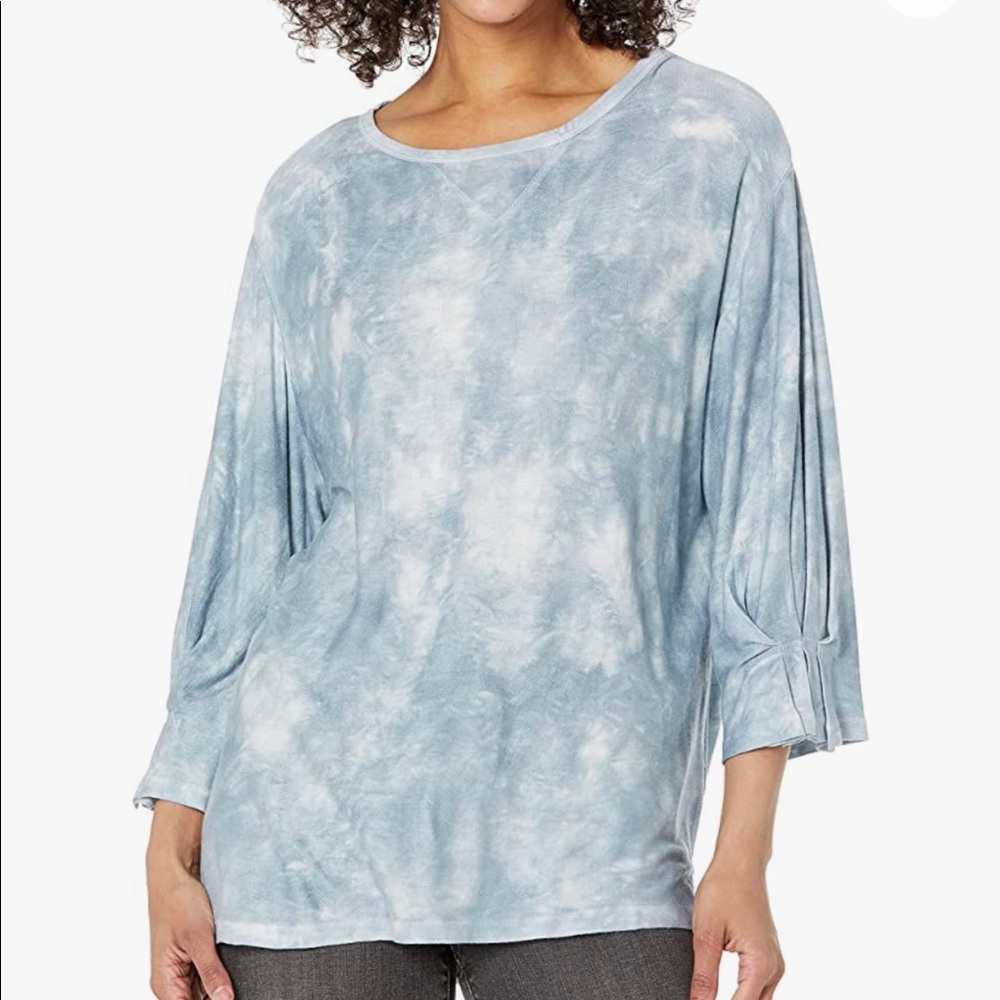 nine west jeans - fawn tie dye high low knit top
